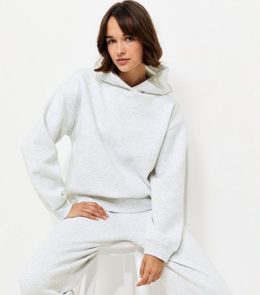 Grey Marl Cotton Rich Long Sleeve Hoodie