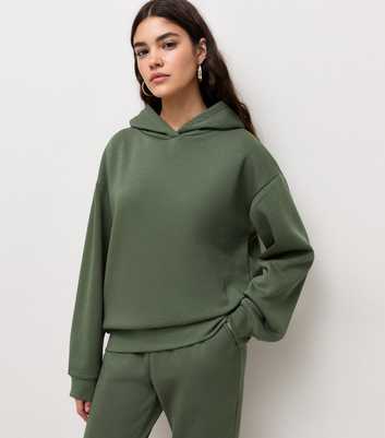 Dark Khaki Cotton Rich Long Sleeve Hoodie