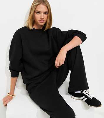 Black Cotton Rich Wide Leg Joggers