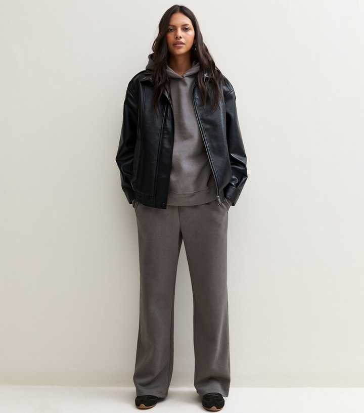 Dark Grey Cotton Rich Wide Leg Joggers
