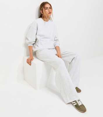 Grey Marl Cotton Rich Wide Leg Joggers