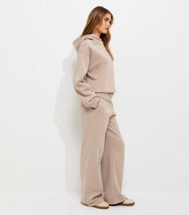 Light Brown Cotton Rich Wide Leg Joggers