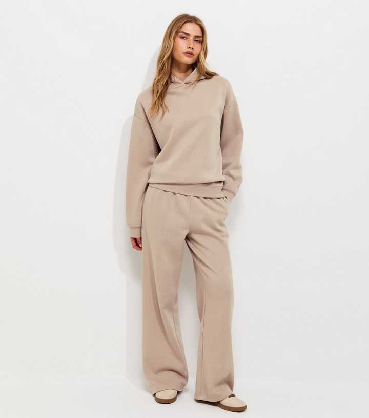 Light Brown Cotton Rich Wide Leg Joggers