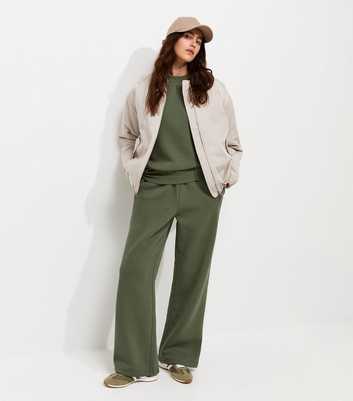 Dark Khaki Cotton Rich Wide Leg Joggers