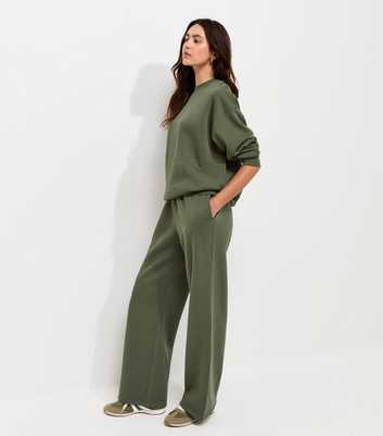 Dark Khaki Cotton Rich Wide Leg Joggers
