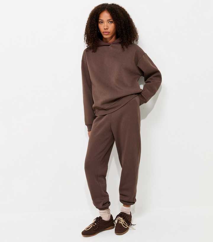 Dark Brown Cotton Rich Cuffed Joggers