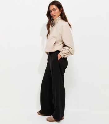 Petite Black Cotton Rich Wide Leg Joggers