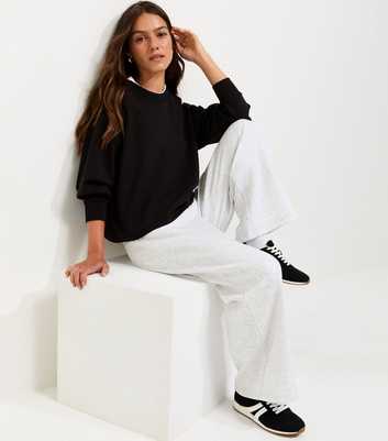Petite Grey Marl Cotton Rich Wide Leg Joggers