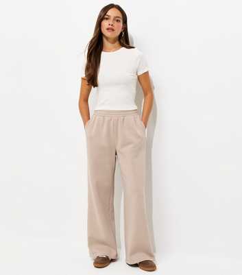 Petite Light Brown Cotton Rich Wide Leg Joggers