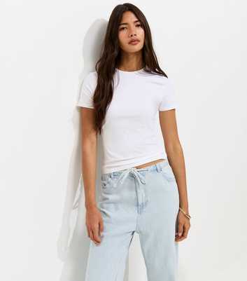 White Slinky Jersey Crew Neck Top