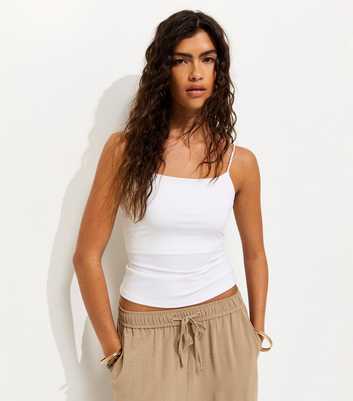 White Slinky Square Neck Cami Top