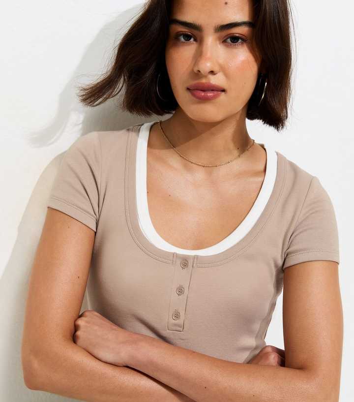 Mink 2 in 1 Cotton Rich Short Sleeve Henley Top
