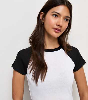 Black Contrast Raglan Sleeve T-Shirt
