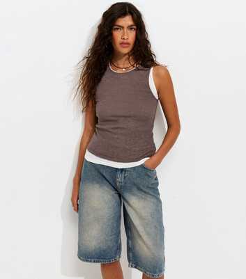 Dark Brown 2 In 1 Tank Top