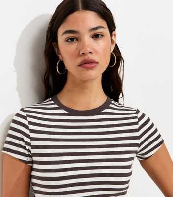 Brown Cotton Rich Stripe Baby Tee