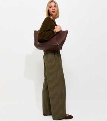 Green Pinstripe Tailored Wide Leg Trousers