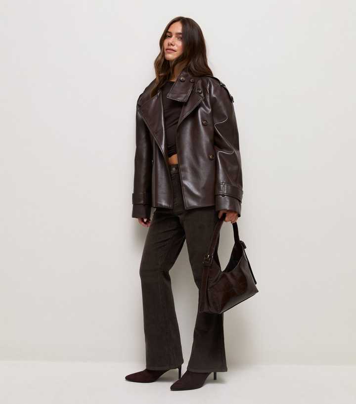 Petite Dark Brown Cotton Rich Corduroy Bootcut Trousers