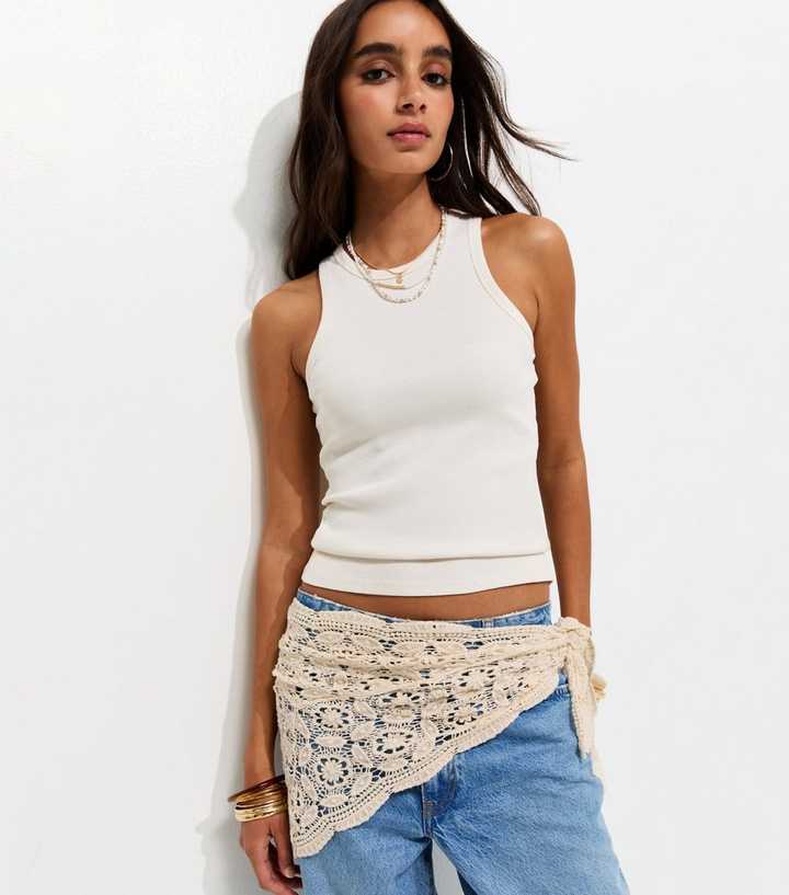 Cream Crochet Waist Bandana