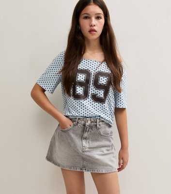 Girls Dark Grey Distressed Denim Skort
