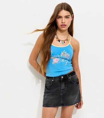 Girls Black Wash Denim Skirt