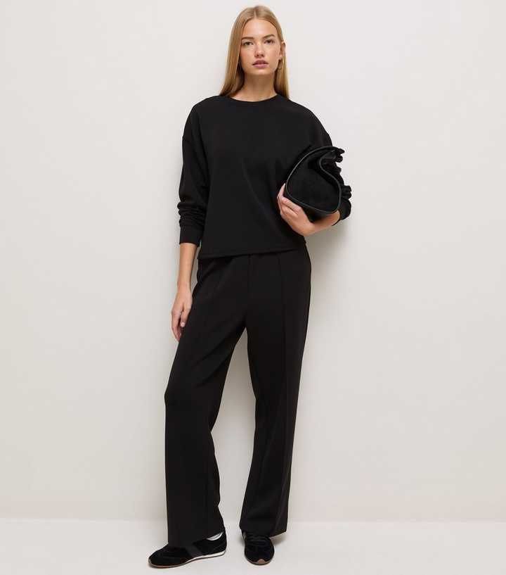 Premium Black Wide Leg Joggers