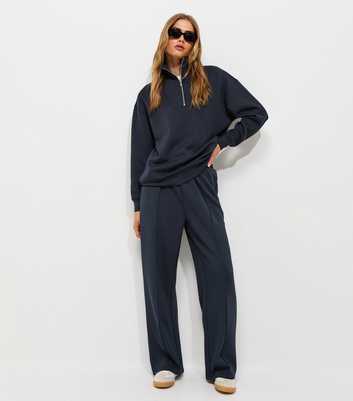 Premium Navy Wide Leg Joggers