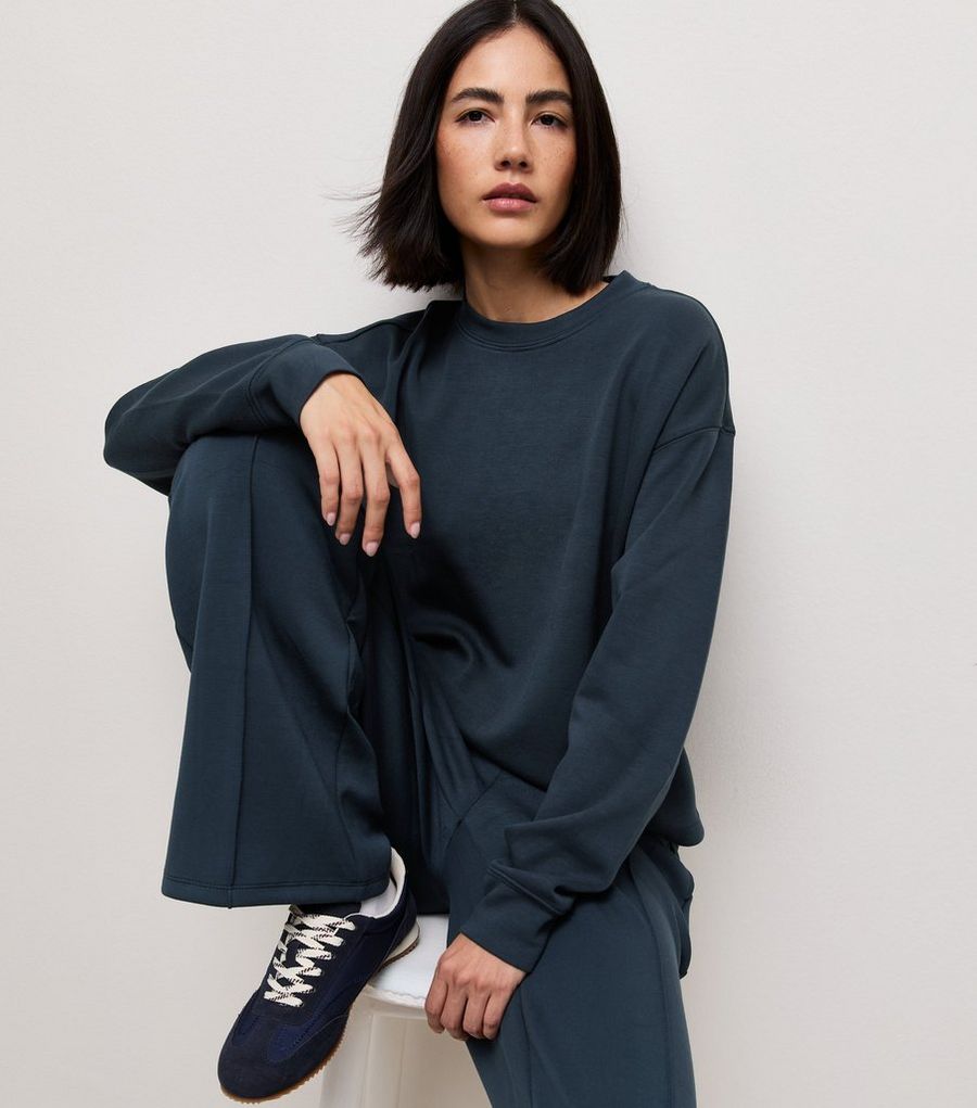 Premium Navy Wide Leg Joggers