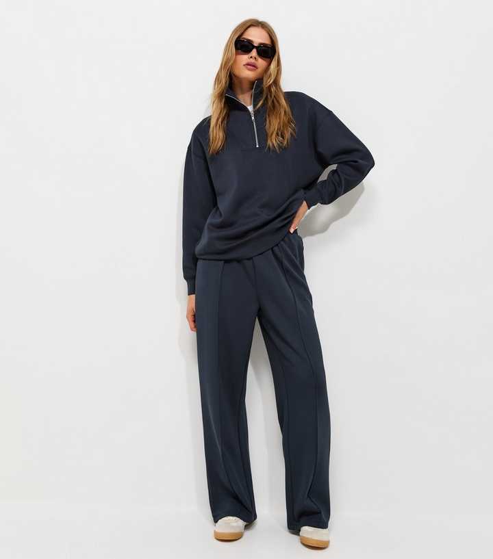 Premium Navy Wide Leg Joggers