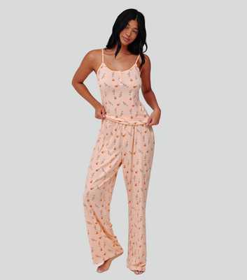 Loungeable Orange Cocktail Print Cami and Trousers Pyjama Set