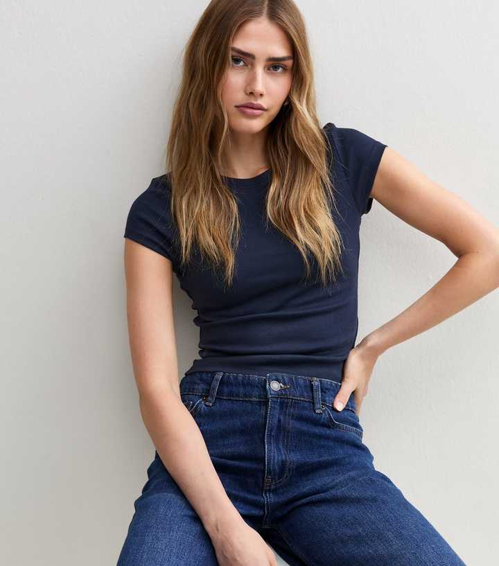 Navy Cotton Rich Baby Tee T-Shirt