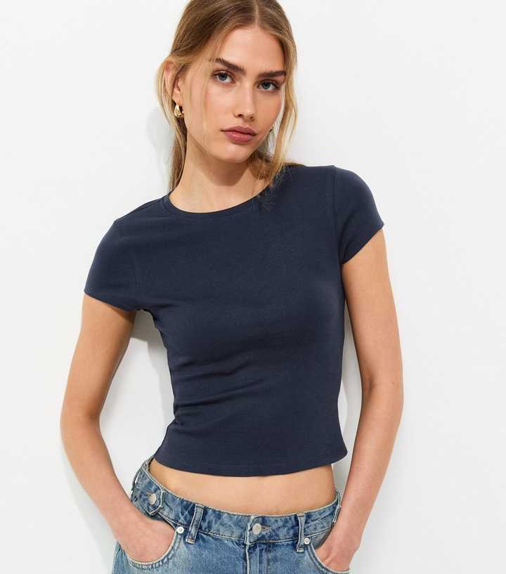 Navy Cotton Rich Baby Tee T-Shirt