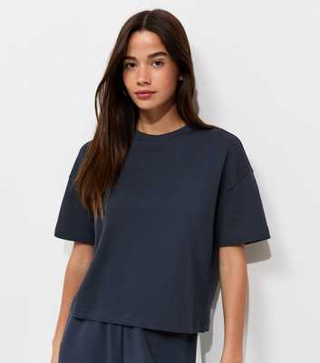Premium Navy Heavyweight Cotton Boxy Fit T-Shirt