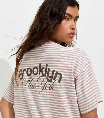 Cream Cotton Brooklyn Stripe Print T-Shirt