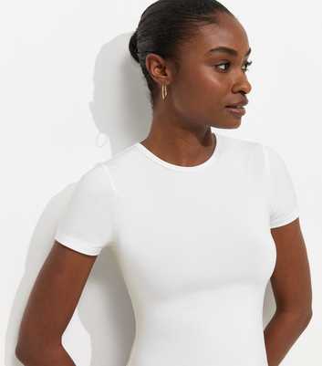 Off White Jersey Longline Crew Neck T-Shirt