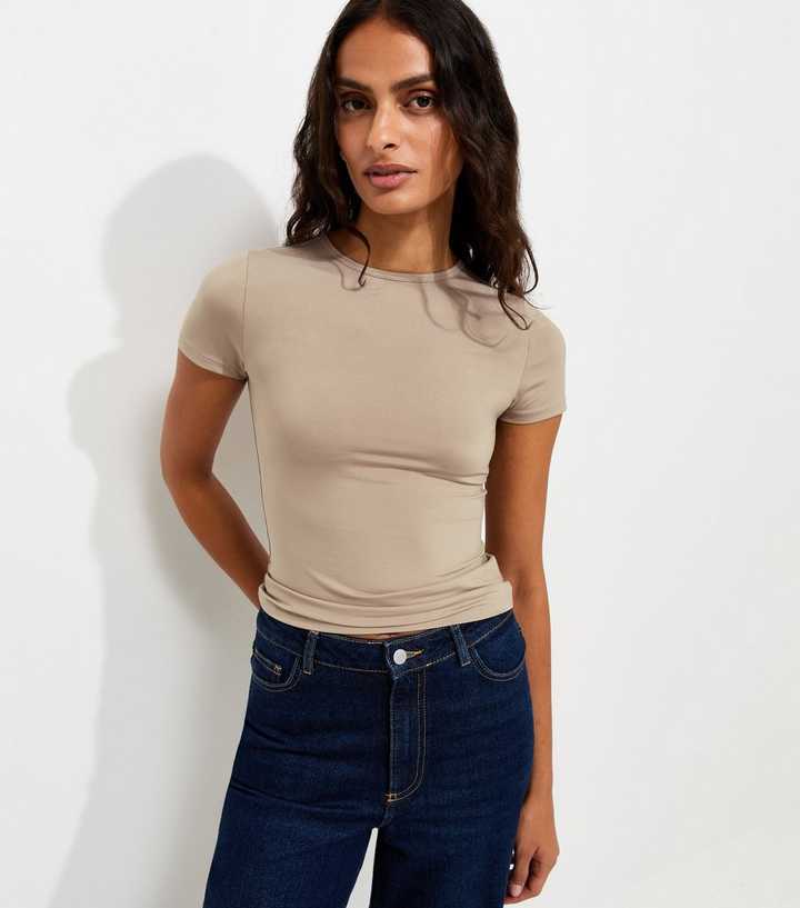 Mink Slinky Jersey Crew Neck T-Shirt