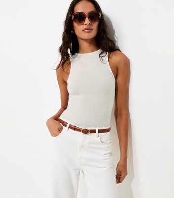 Off White Jersey Racer Bodysuit