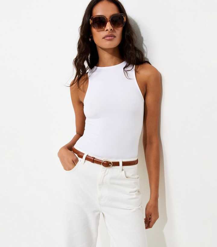 Off White Jersey Racer Bodysuit