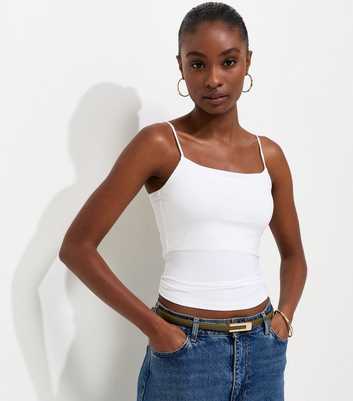 Off White Slinky Jersey Thin Strap Cami Top