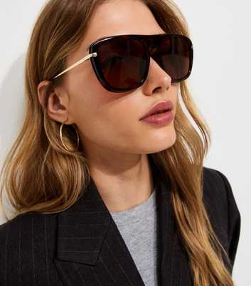 Brown Tortoiseshell Aviator Frame Sunglasses