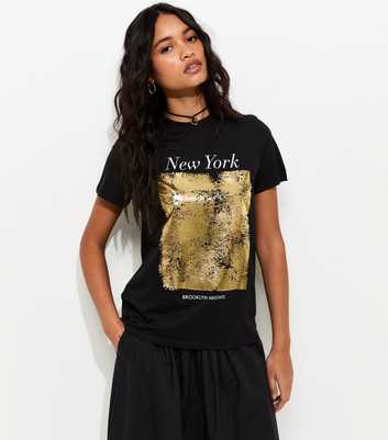 Black New York Foil Relaxed T-Shirt