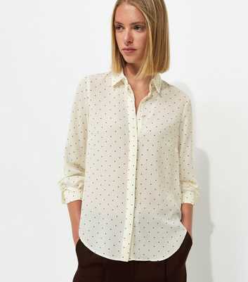 White Polka Dot Gold Button Shirt
