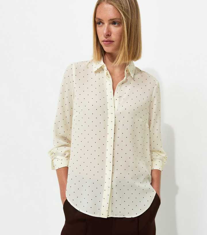 White Polka Dot Gold Button Shirt