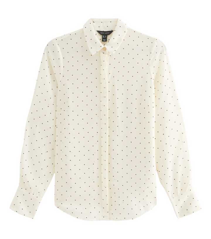 White Polka Dot Gold Button Shirt