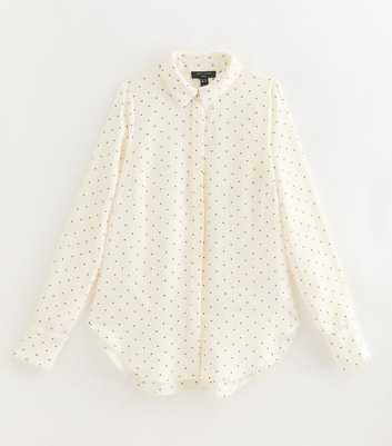 Tall White Polka Dot Gold Button Blouse