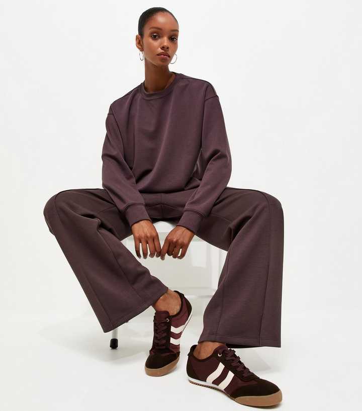Premium Dark Burgundy Wide Leg Joggers