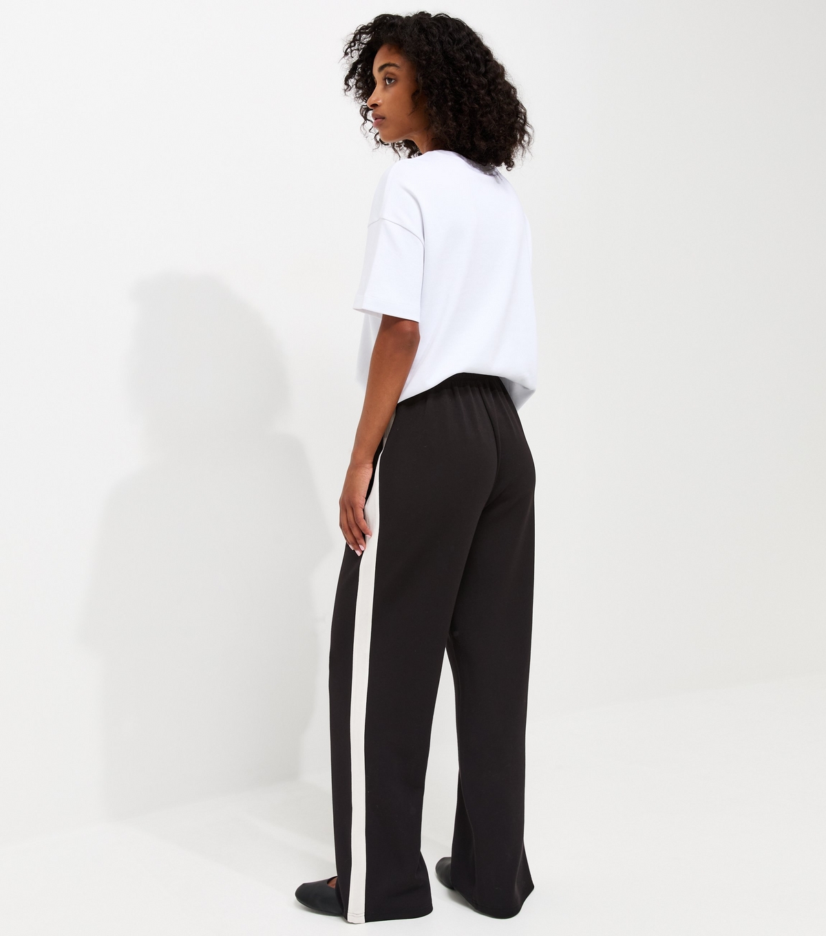 Women's Premium Black Side Stripe Wide Leg Trousers New Look