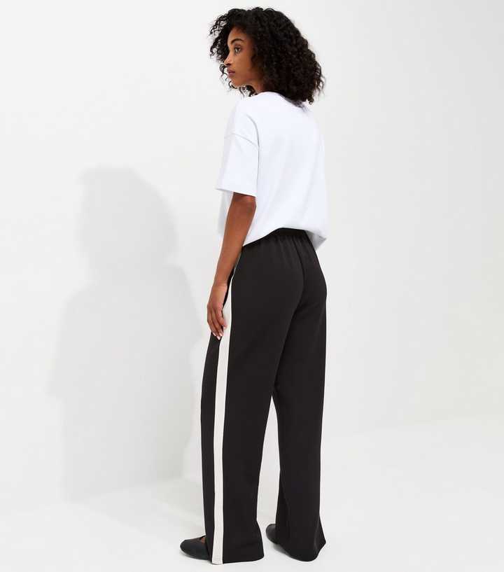 Premium Black Side Stripe Wide Leg Trousers