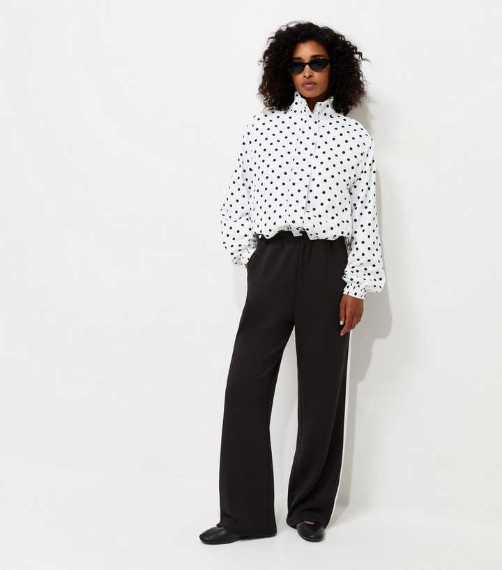 Premium Black Side Stripe Wide Leg Trousers