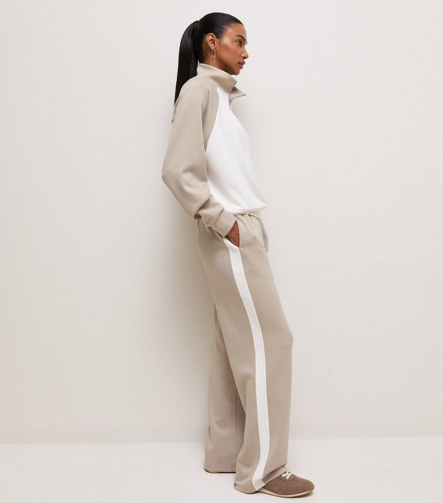 Premium Mink Side Stripe Wide Leg Trousers
