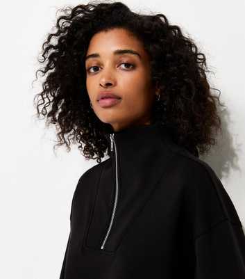 Premium Black Three Quarter Zip Sweatshirt